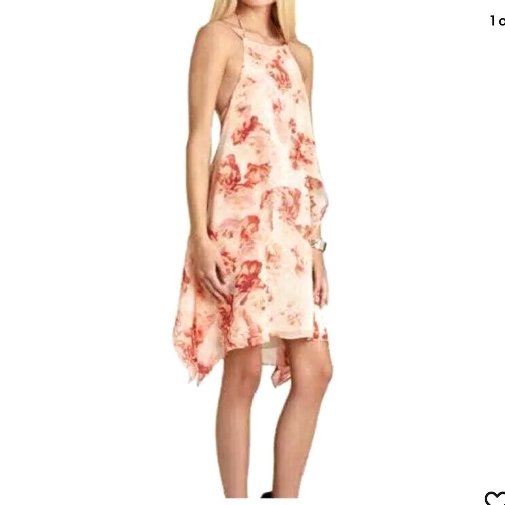 BCBGeneration Fiery Red Multi Ruffle
Dress Women's Size medium floral print